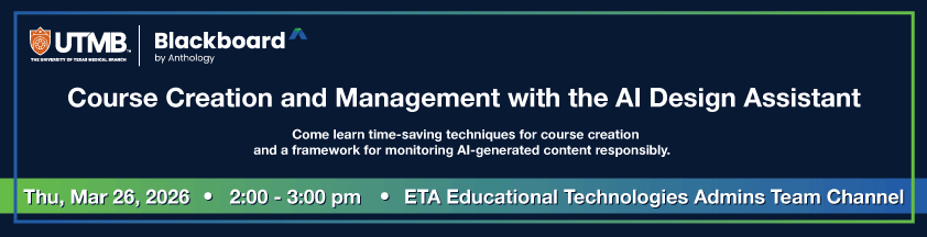 Blackboard Training Session - Course Creation and Management with the AI Design Assistant Event Banner Image
