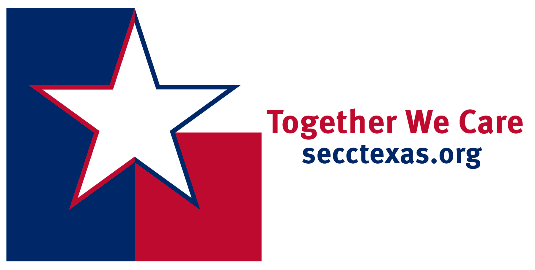 Star and flag logo for Texas State Employee Charitable Campaign; reads Together We Care, secctexas.org