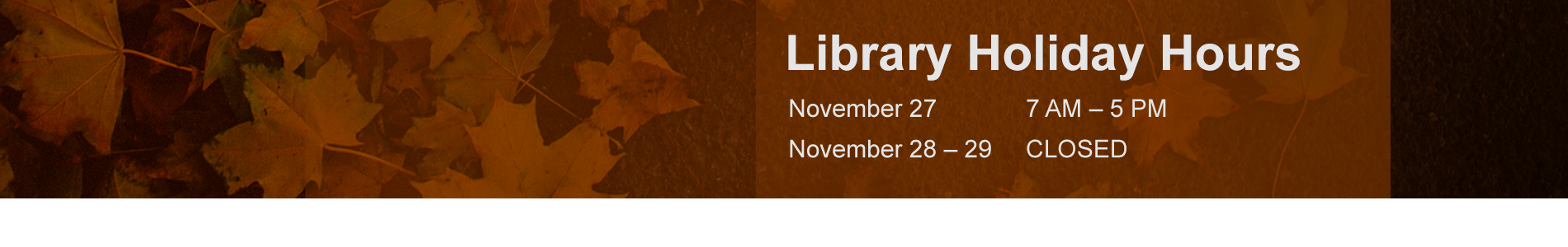 Library Holiday Hours for Thanksgiving 2024