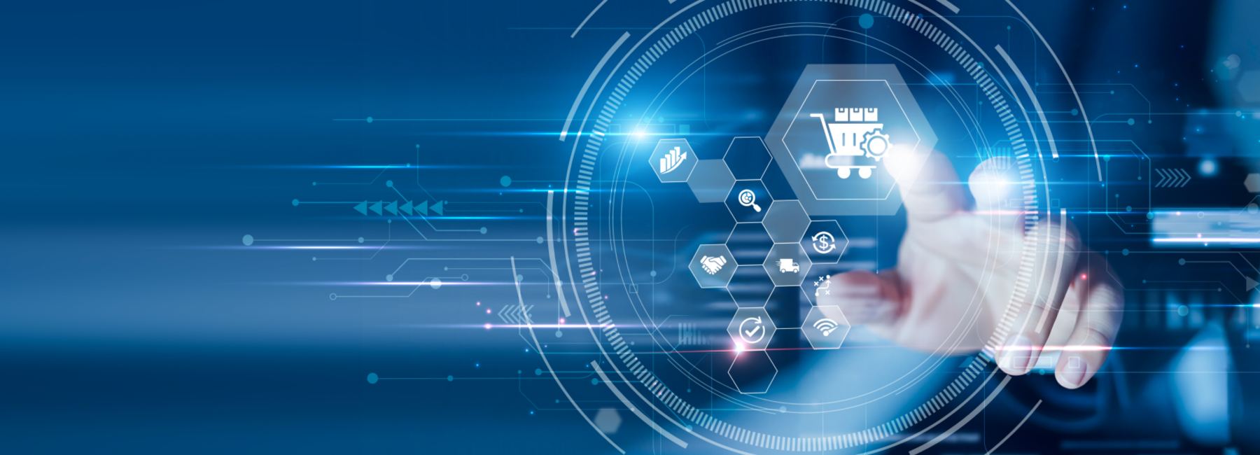 Businessman touching the procurement management and vendor control, supply oversight, cost efficiency, digital workflows, purchasing coordination