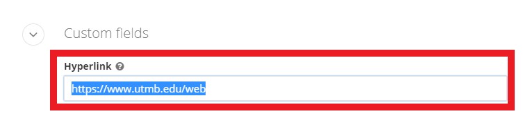 screenshot showing hyperlink field