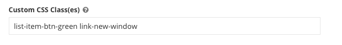 Screenshot showing two classes added to the Custom CSS Class(es) field
