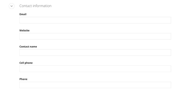 screenshot of contact fields