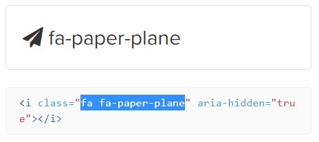 screenshot showing class name example on the Font Awesome website