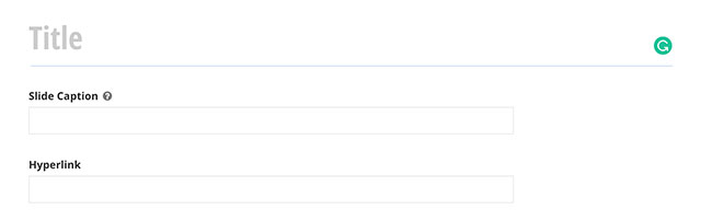 screenshot of title, slide caption and hyperlink fields