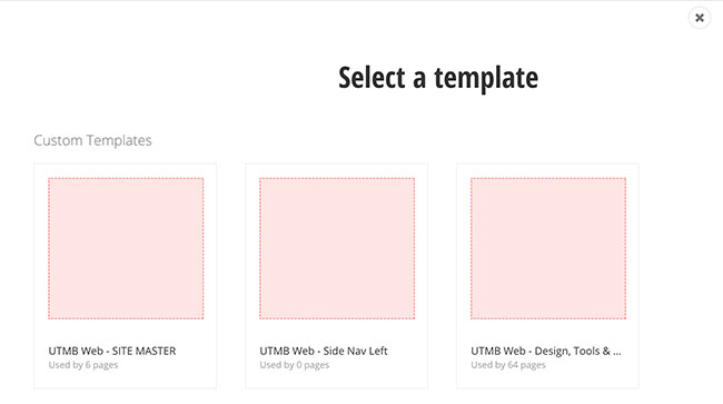 screenshot of select a template