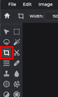 screenshot of crop button 