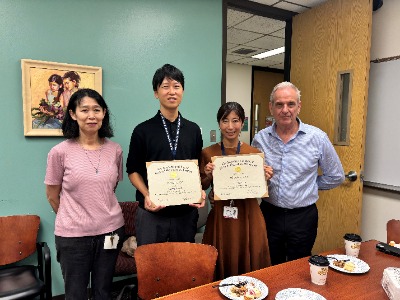 Lab Photo with 4 people including Dr. Midoro Horiuti and Dr. Garafalo