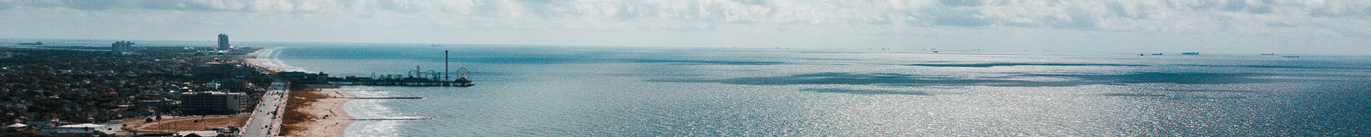Aerial shot of Galveston island Historic Pleasure Pier